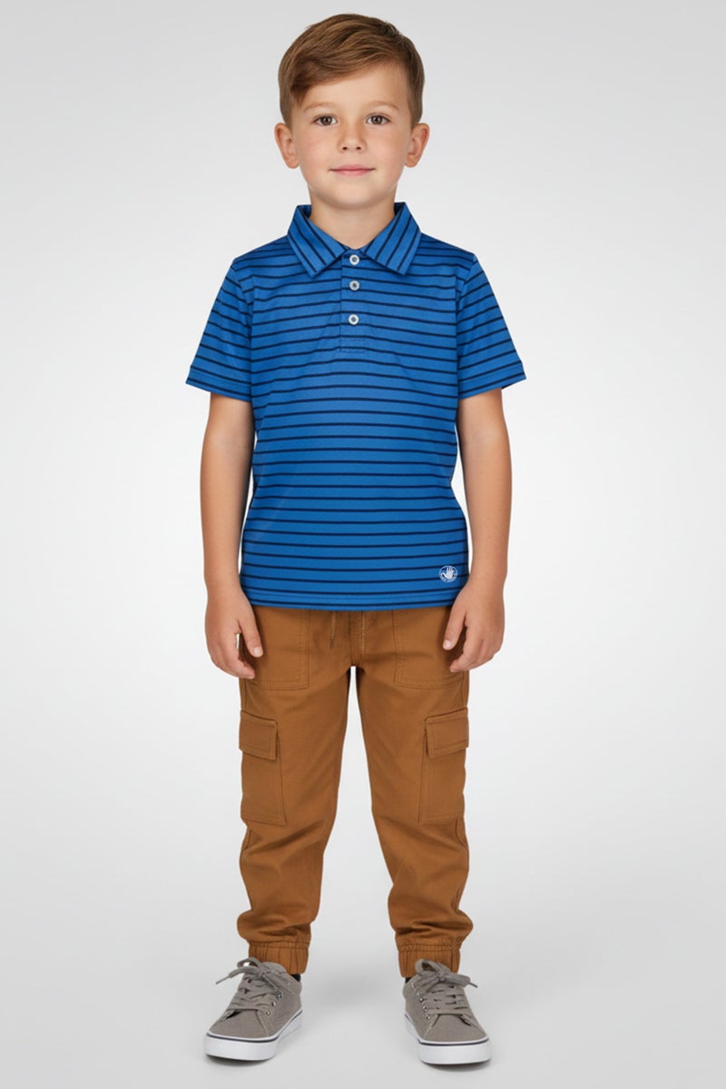 Body Glove Toddlers Boy 2 Piece Stripe Short Sleeve Polo Shirt And Cargo Pants Set,Multicolor - Image 1